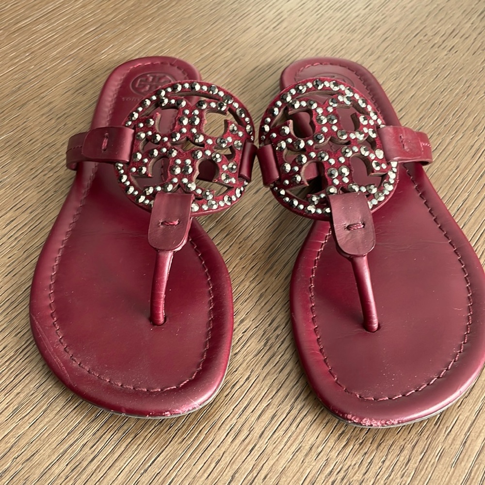 Tory Burch Maroon Millers embellished size 6